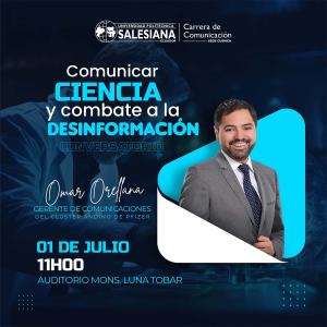 Afiche del Conversatorio: Comunicar Ciencia y Combate a la Desinformación